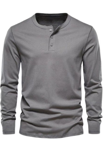 Mens Solid Long Sleeve Bottom Henley Shirts