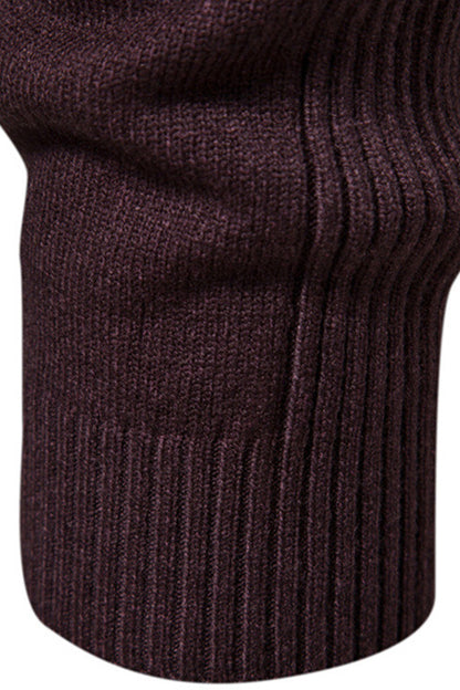 Mens Solid Warm Long Sleeve Mid Collar Knitted Sweaters