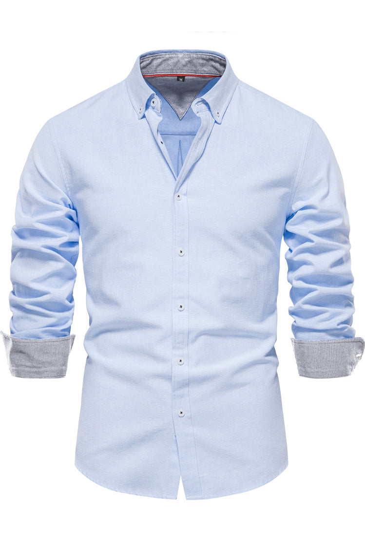 Men's Solid Long Sleeve Lapel Slim Fit Shirts