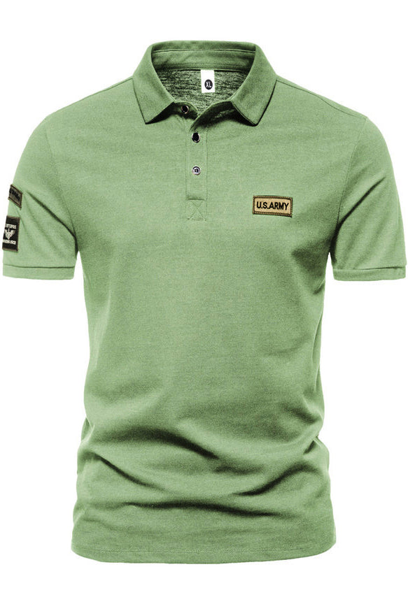 Men's Outdoor Style Short-sleeved Lapel Button Solid Polo Shirts