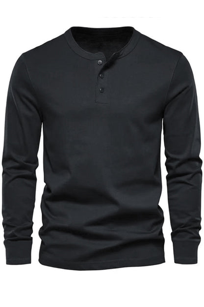 Mens Solid Long Sleeve Bottom Henley Shirts