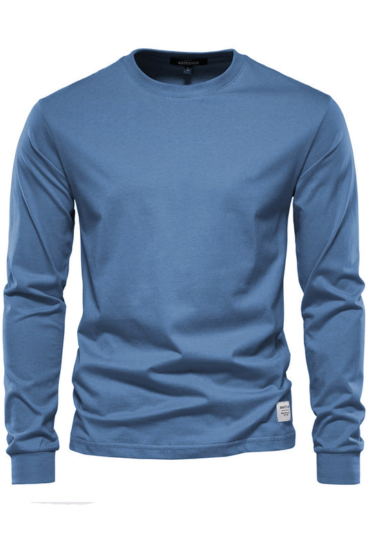 Men's Solid Crewneck Long Sleeve Cotton T-Shirts