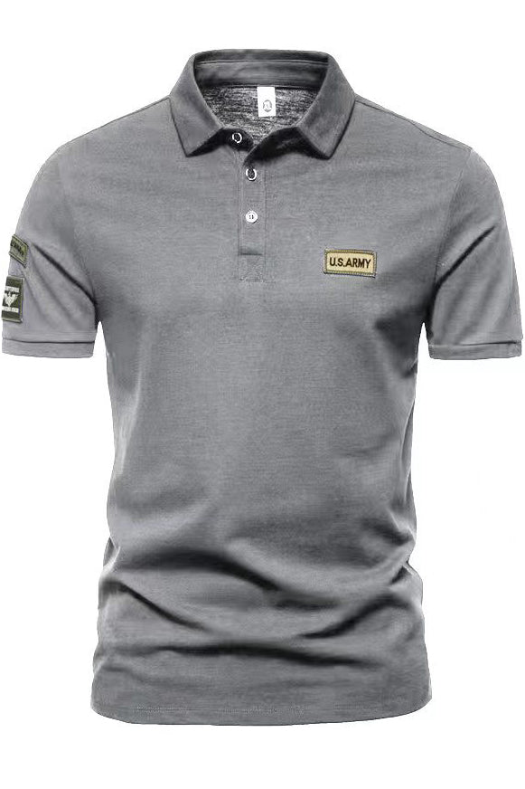 Men's Outdoor Style Short-sleeved Lapel Button Solid Polo Shirts