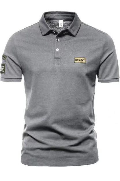 Men's Outdoor Style Short-sleeved Lapel Button Solid Polo Shirts