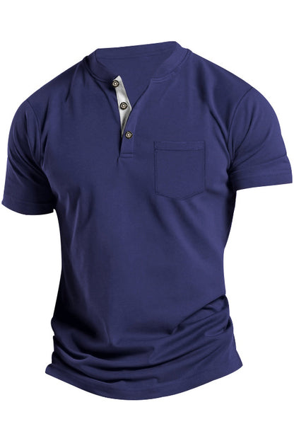 Men's Short Sleeve Button Front Pocket T-Shirts