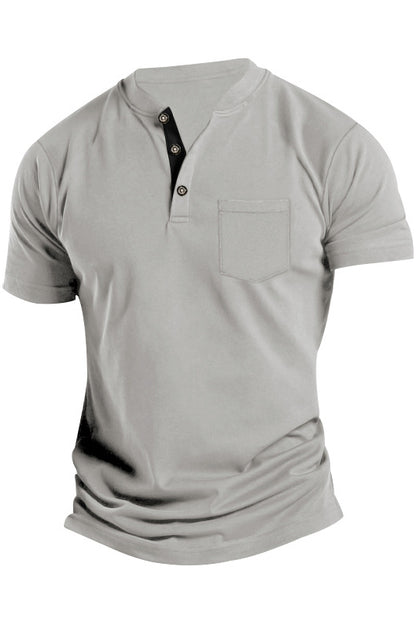 Men's Short Sleeve Button Front Pocket T-Shirts