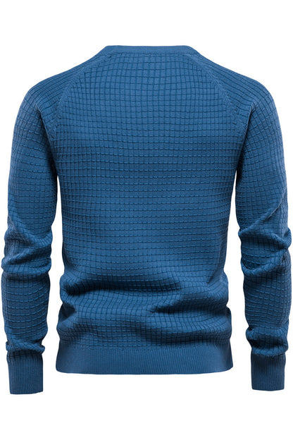 Men's Solid Cotton Base Plaid Pullover Sweaters