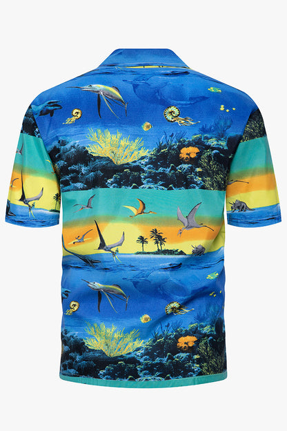 Mens Hawaiian Shirt Printed Beach Short Sleeve Shirts