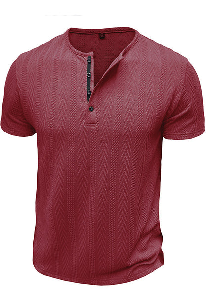 Mens Vintage Striped Knit Short Sleeve Henley Shirts