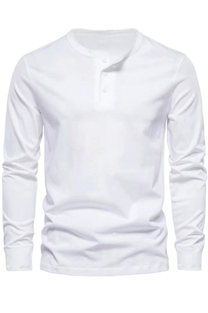 Mens Solid Long Sleeve Bottom Henley Shirts