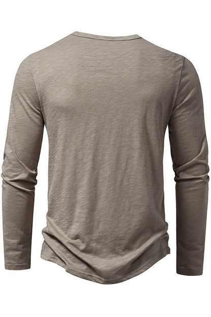 Men's Solid Long Sleeved Button Front T-shirts