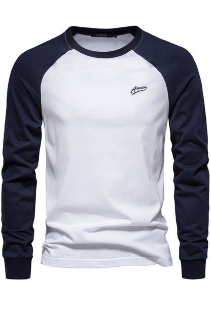 Men's Raglan Sleeve Crewneck Color Block Shirts