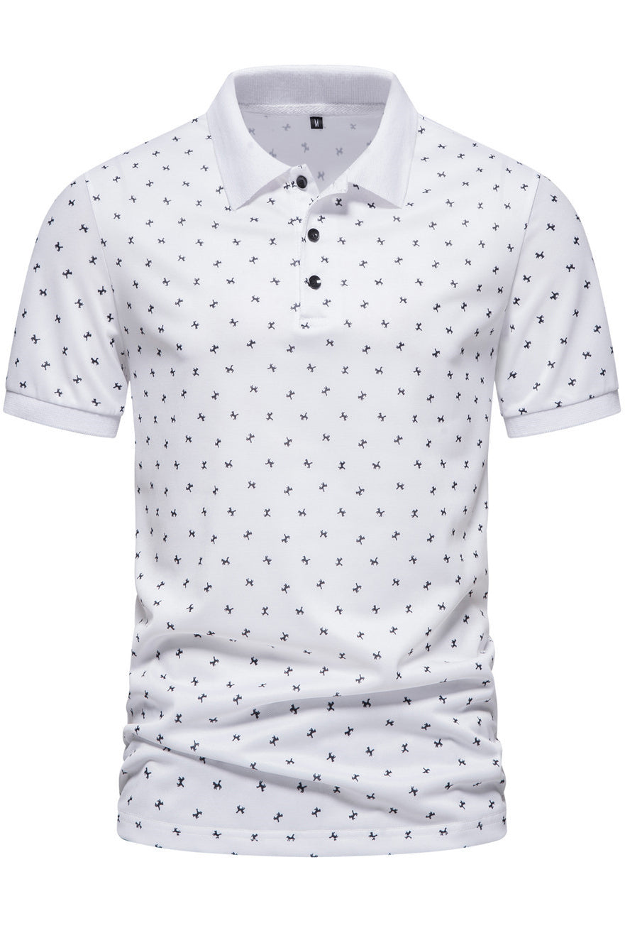 Men's Printed Lapel Short Sleeved Polo Shirts