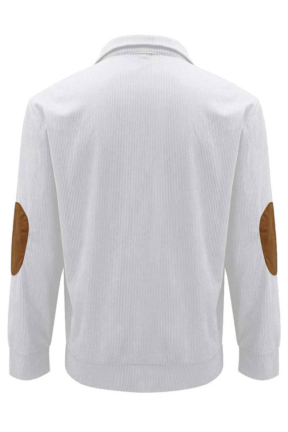 Mens Corduroy Stand Collar Color Block Sweatshirts