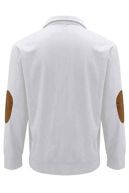 Mens Corduroy Stand Collar Color Block Sweatshirts