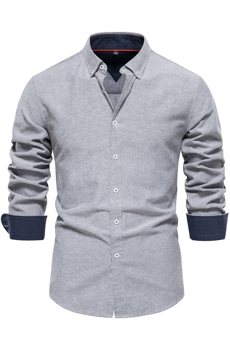 Men's Solid Long Sleeve Lapel Slim Fit Shirts