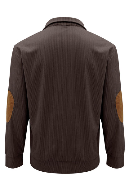 Mens Corduroy Stand Collar Color Block Sweatshirts