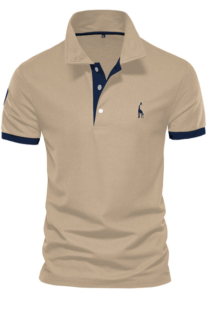 Short Sleeve Casual Deer Embroidered Lapel Polo Shirts