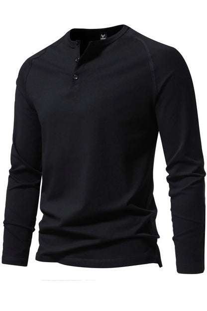 Retro Men's Crewneck Slim Long Sleeve Henley Shirts