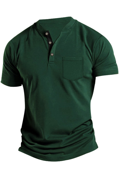 Men's Short Sleeve Button Front Pocket T-Shirts