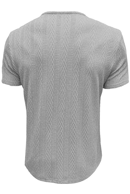 Mens Vintage Striped Knit Short Sleeve Henley Shirts